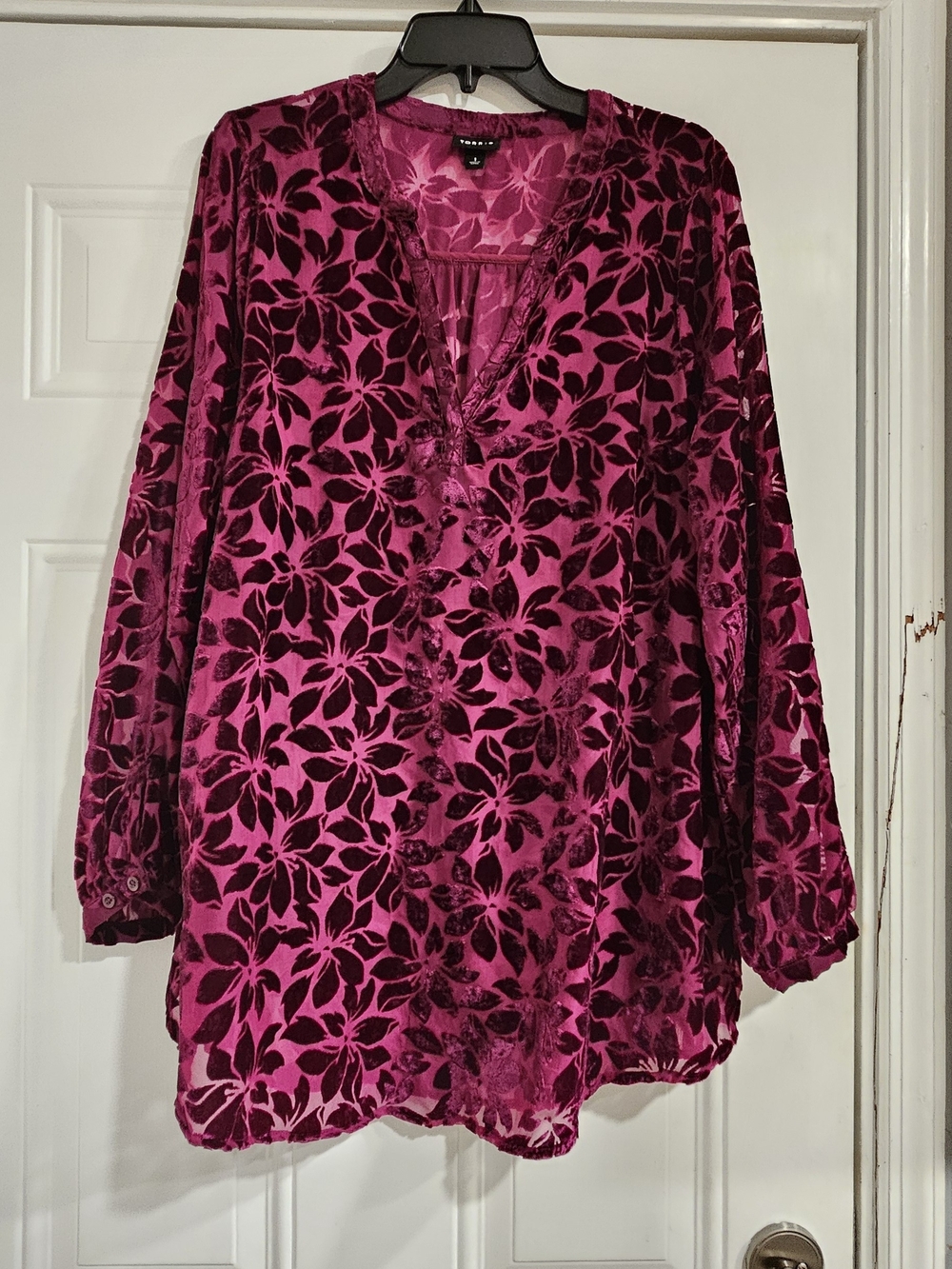 torrid Fuchsia Velvet Floral Tunic